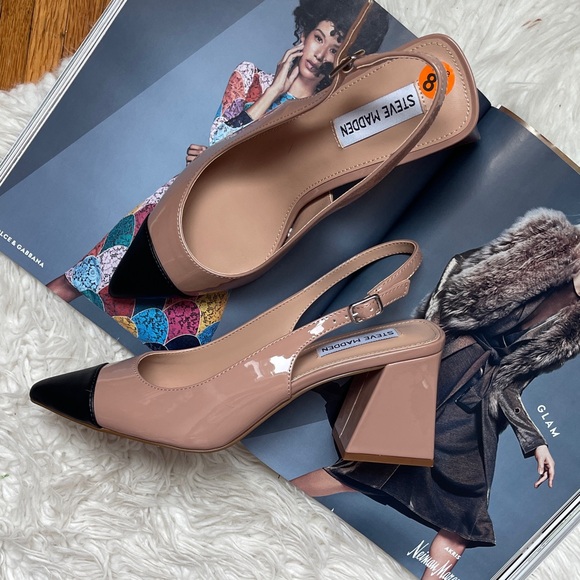 Steve Madden Shoes - NEW Steve Madden 
Becka Nude and Black Slingback Heels